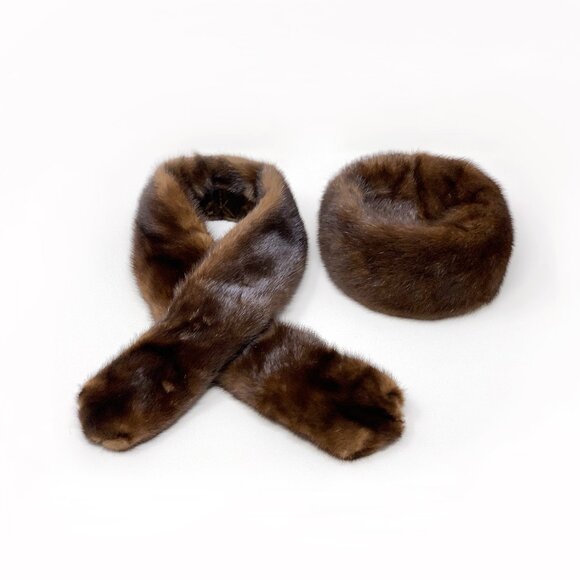 VINTAGE Designed by Lora | Mink Fur Hat + Stole (c. 1950) | EXCELLENT!!! - Picture 1 of 9